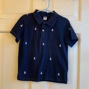 JANIE AND JACK Navy Embroidered Sail Boat Polo